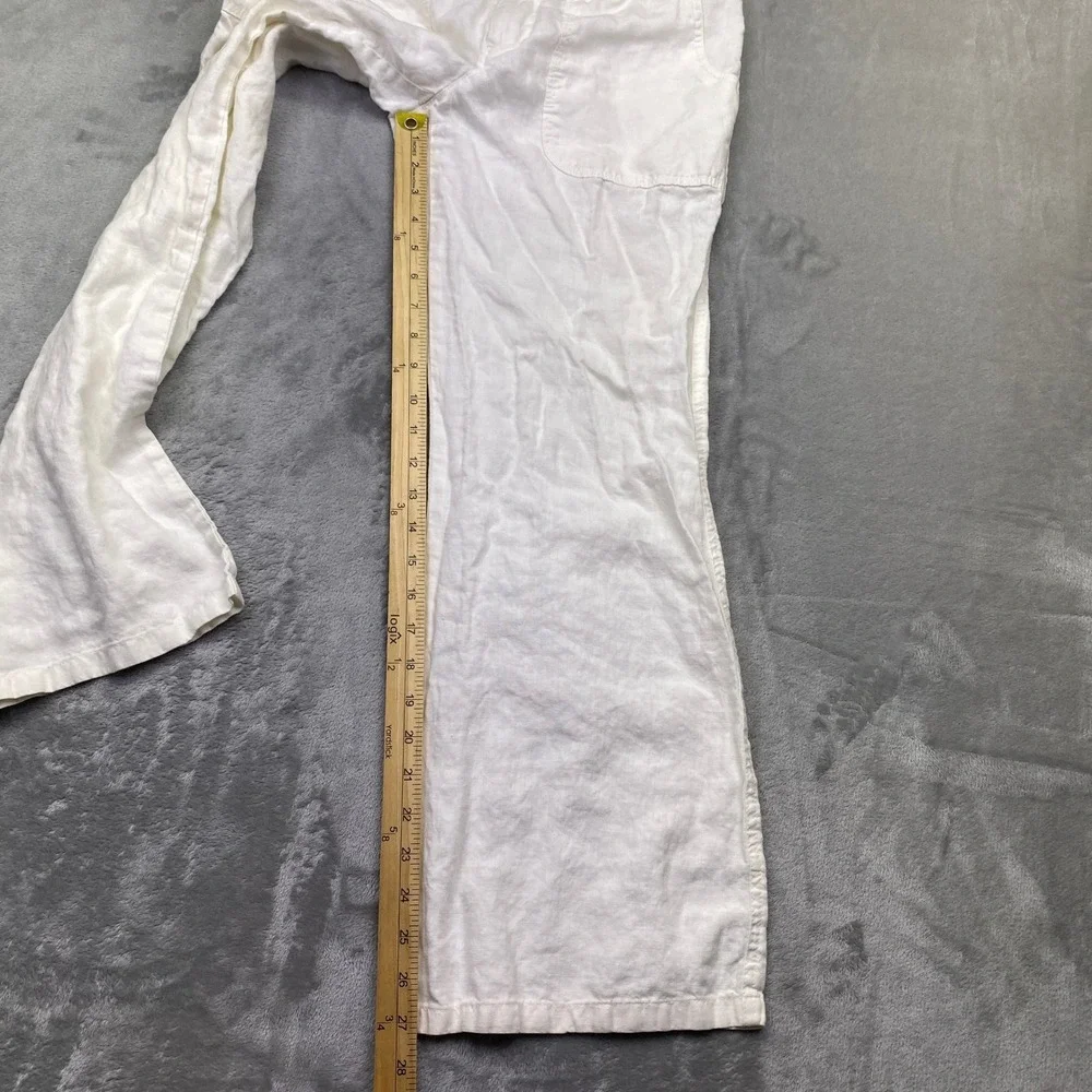 Banana Republic White 100% Organic Linen Wide Leg Patch Pocket Pants Womens 6